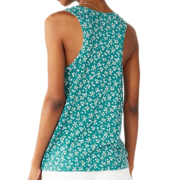 SO Tops - *NWT* Juniors' SO® Relaxed Scoopneck Tank Top Teal Ditsy Floral Size XL